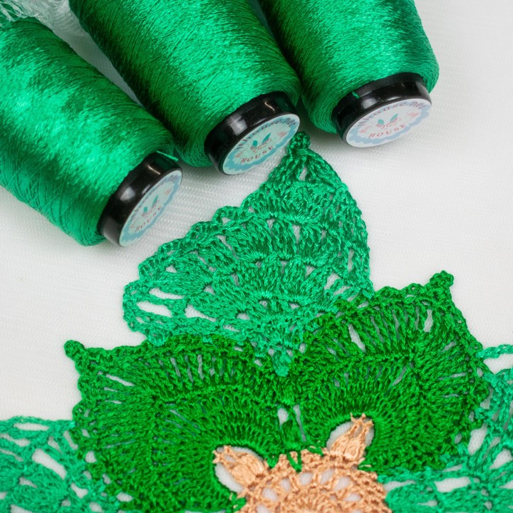 JThouse Italian Viscose Yarn - Green, 50g, 750m, Soft & Silky for Lace Projects