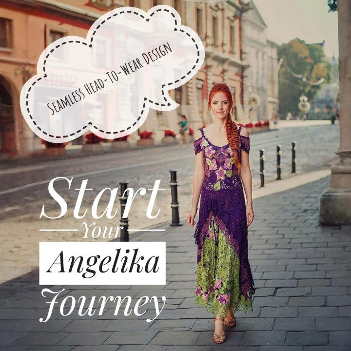 Dress Angelika Crochet Pattern & Video Course – Maxi A-line Lace Dress in Dark Purple and Olive Italian Viscose – Size M PDF