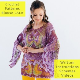 LALA Crochet Patterns: Oversized Blouse PDF & Video Tutorials - Create Your Handmade Masterpiece!