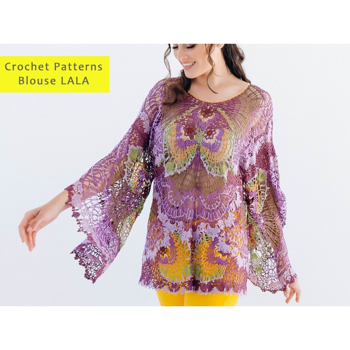 LALA Crochet Patterns: Oversized Blouse PDF & Video Tutorials - Create Your Handmade Masterpiece!