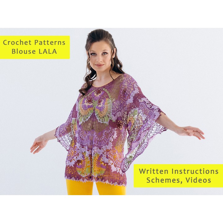 LALA Crochet Patterns: Oversized Blouse PDF & Video Tutorials - Create Your Handmade Masterpiece!