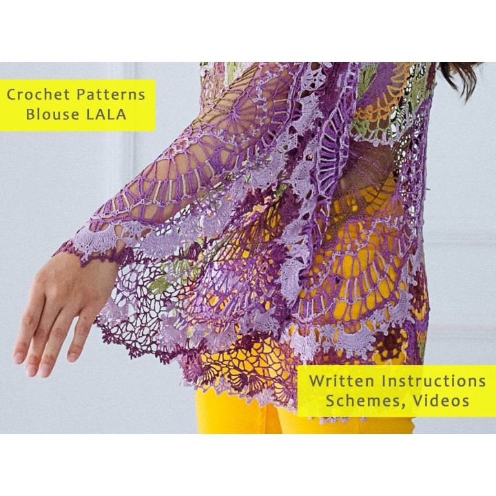 LALA Crochet Patterns: Oversized Blouse PDF & Video Tutorials - Create Your Handmade Masterpiece!