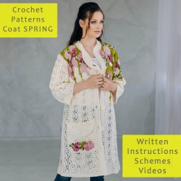 Crochet Coat Pattern "SPRING" - PDF & Video Tutorials for Handmade Women's Coat