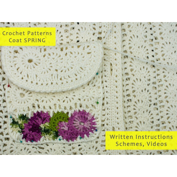 Crochet Coat Pattern "SPRING" - PDF & Video Tutorials for Handmade Women's Coat