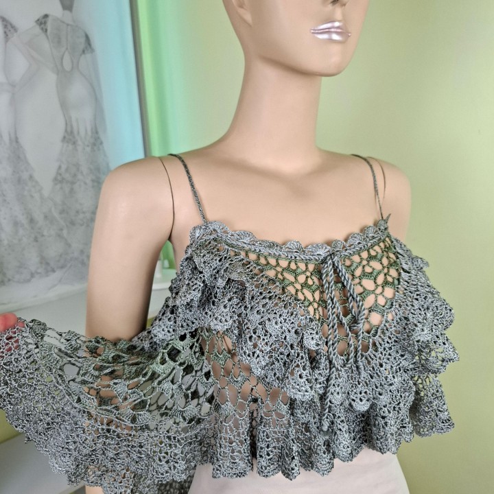 Joy Verde Crochet Summer Top - Handmade Oversized Green Viscose Blouse - Unique Lace Design for S/M/L