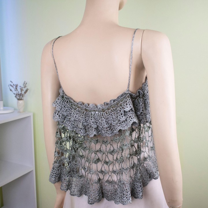 Joy Verde Crochet Summer Top - Handmade Oversized Green Viscose Blouse - Unique Lace Design for S/M/L