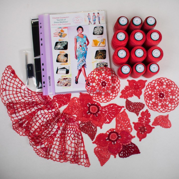 DIY Crochet Dress Kit "Secrets of Dress Martinica" with Italian Viscose Yarn, Pattern, and Tutorials