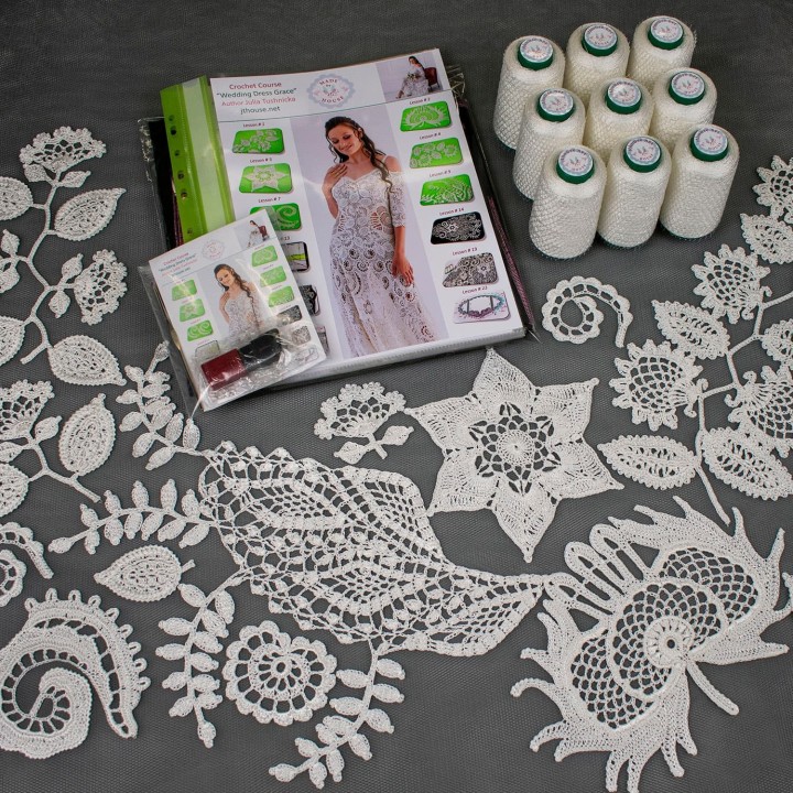 Crochet Wedding Dress Kit - Italian Viscose Yarn, Pattern & Tutorials for DIY Creations