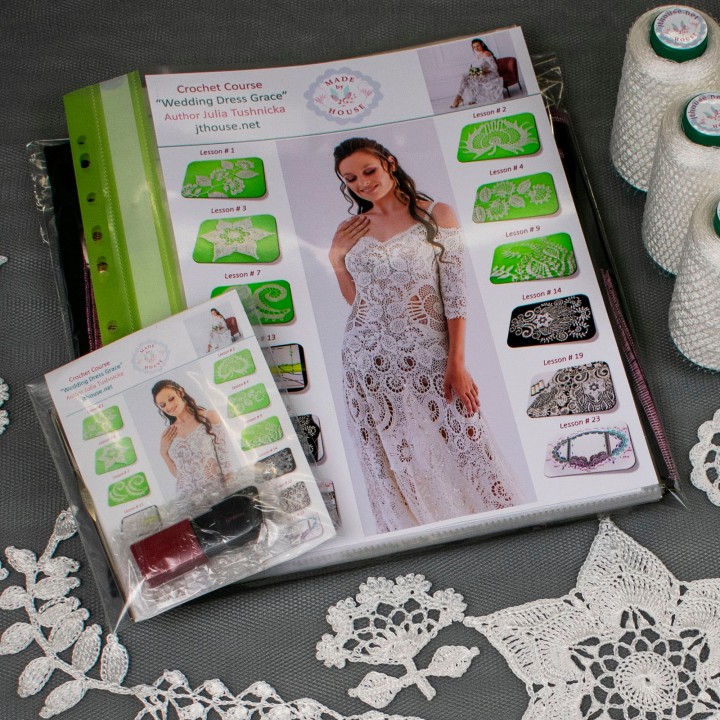 Crochet Wedding Dress Kit - Italian Viscose Yarn, Pattern & Tutorials for DIY Creations