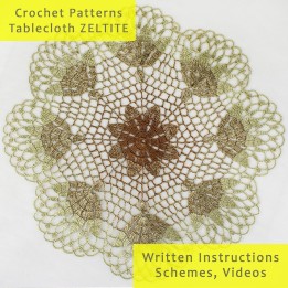Crochet Tablecloth Pattern Zeltite – Digital PDF & Video Tutorials for 18-Inch Round Doily