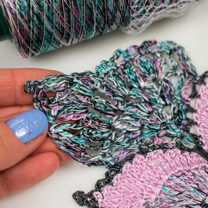 JThouse Italian Viscose Yarn 100g - Soft Multi-Colored Crochet Thread for Lace Projects, 1500m Length